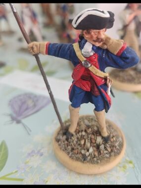Hand-Painted Blue and Red Revolutionary War Soldier Figure